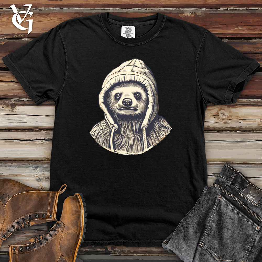 Viking Goods Retro Beanie Sloth Heavy Cotton Comfort Colors Tee Black / L