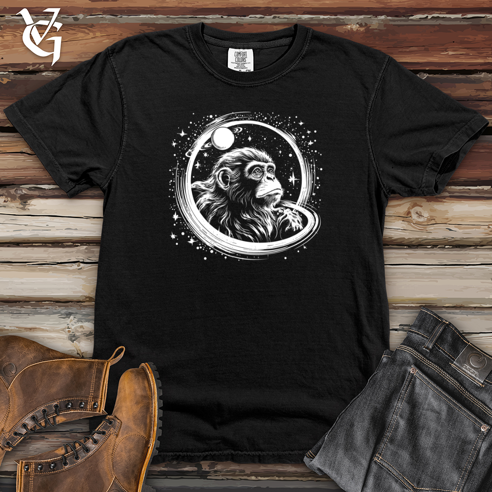 Viking Goods Retro Cosmic Monkey Heavy Cotton Comfort Colors Tee Black / L