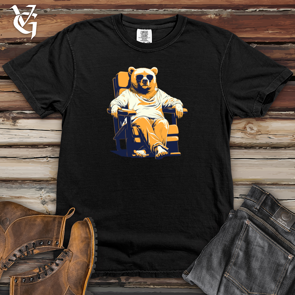 Viking Goods Retro Lounging Bear 01 Heavy Cotton Comfort Colors Tee Black / L