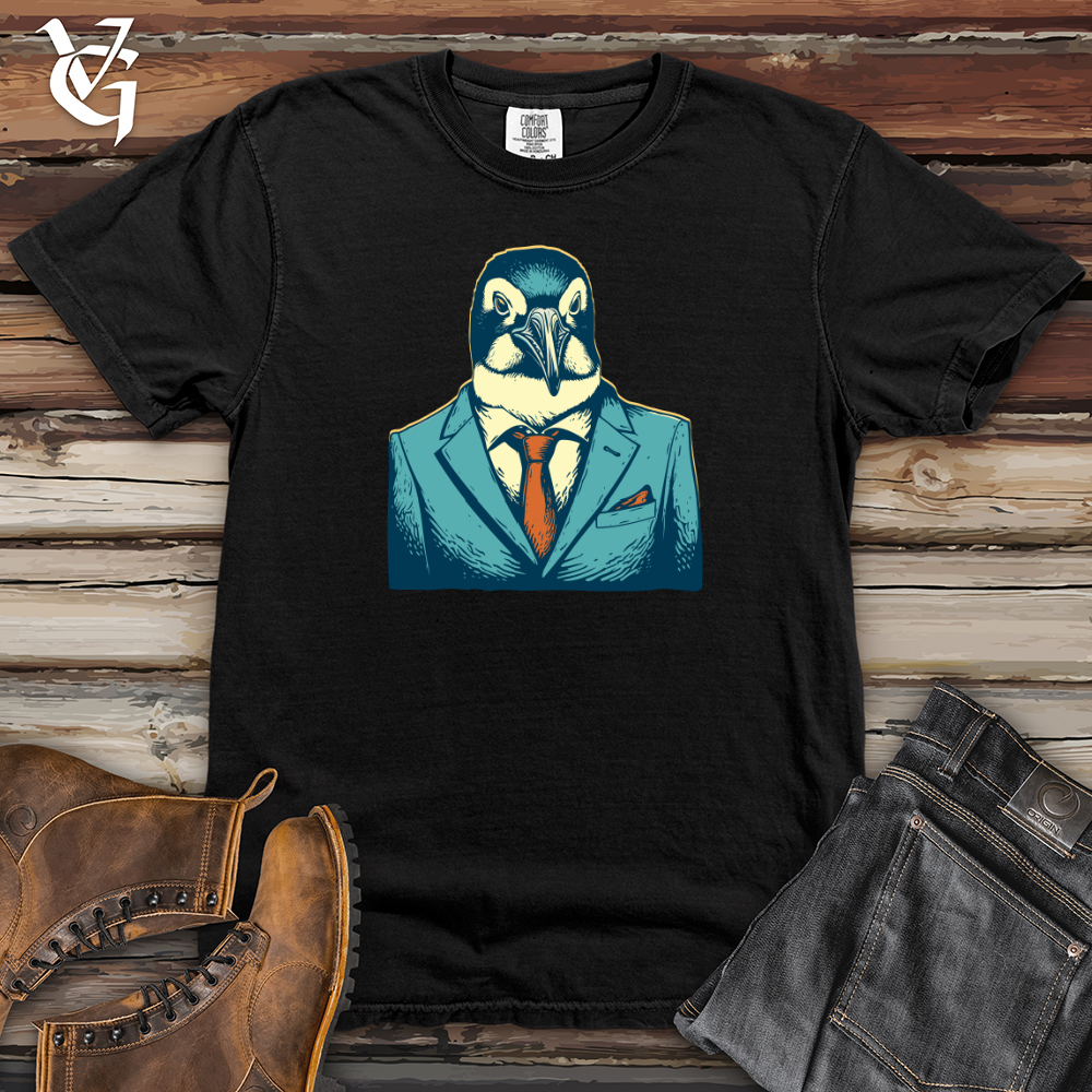 Viking Goods Retro Suited Penguin Heavy Cotton Comfort Colors Tee Black / L