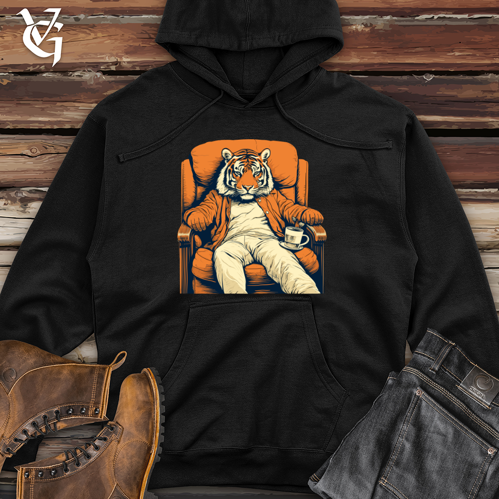 Viking Goods Retro Tiger Lounger Midweight Hooded Sweatshirt Black / L