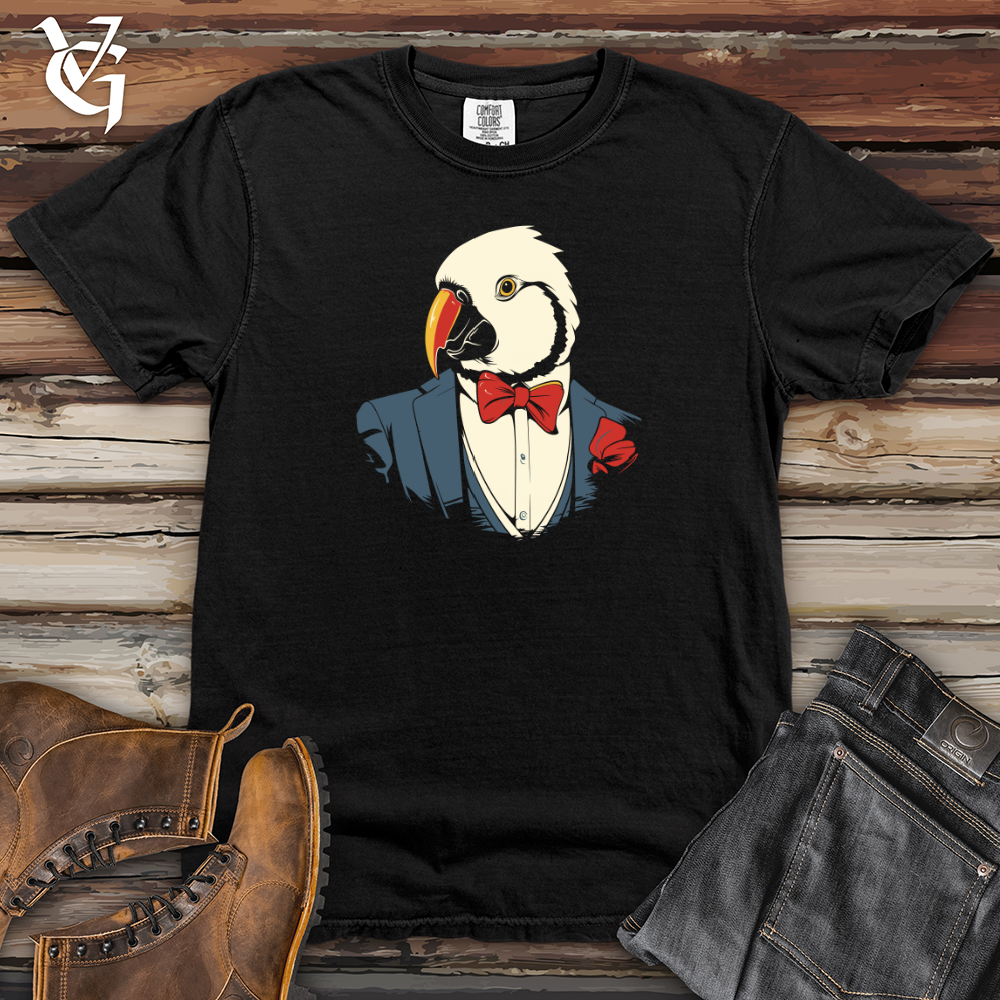 Viking Goods Retro Tuxedo Parrot Heavy Cotton Comfort Colors Tee Black / L