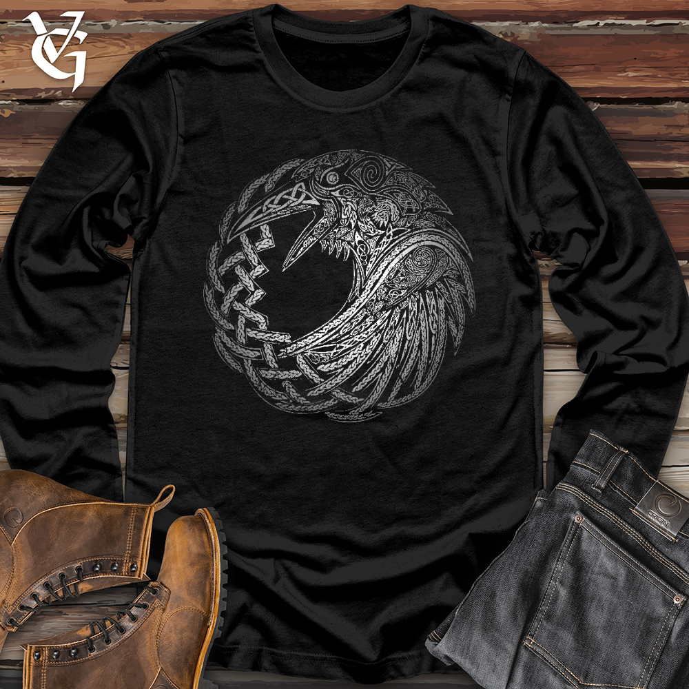 Viking Goods Silver Glass Raven Long Sleeve Black / L