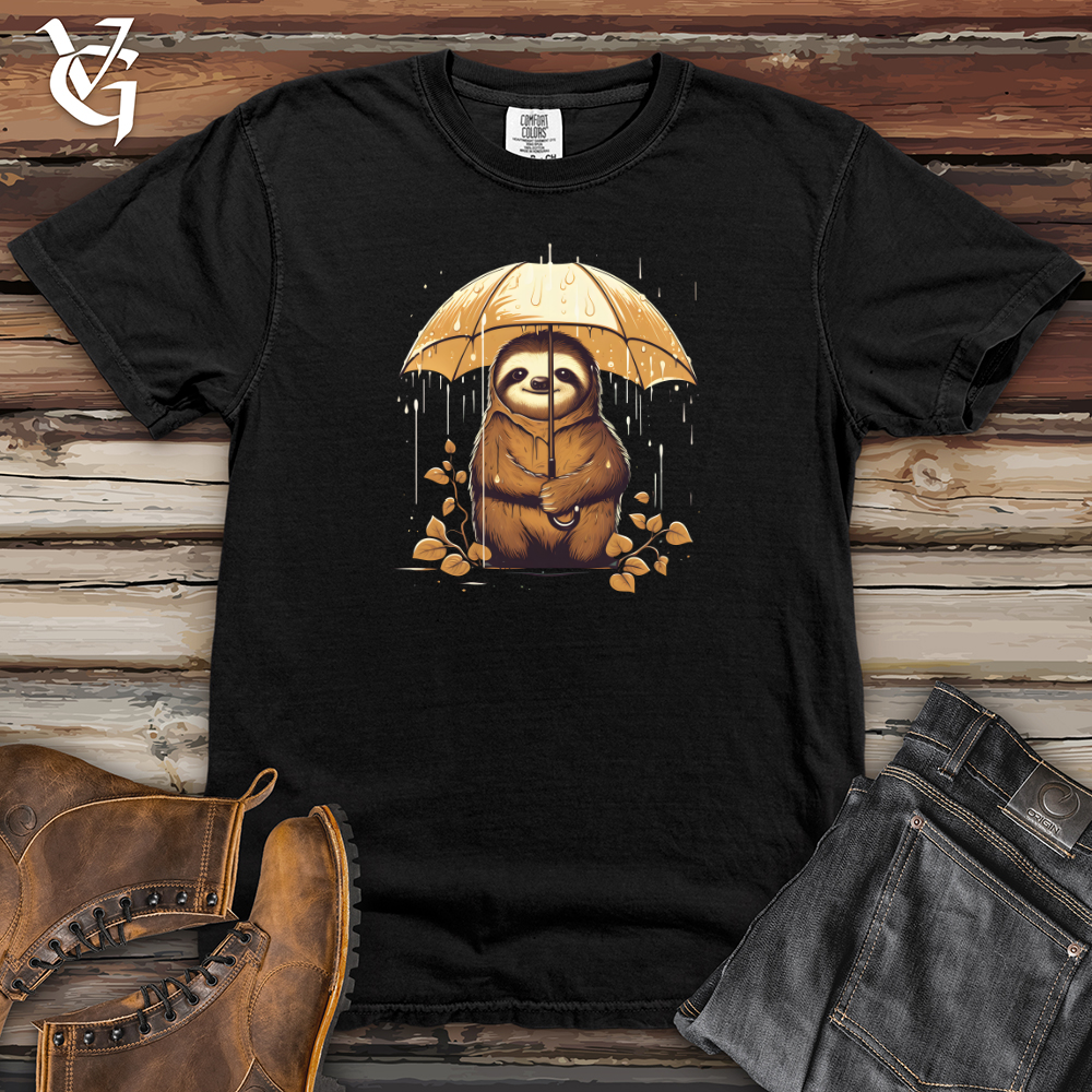 Viking Goods Sloth Rainy Day Umbrella Bravery Heavy Cotton Comfort Colors Tee Black / L