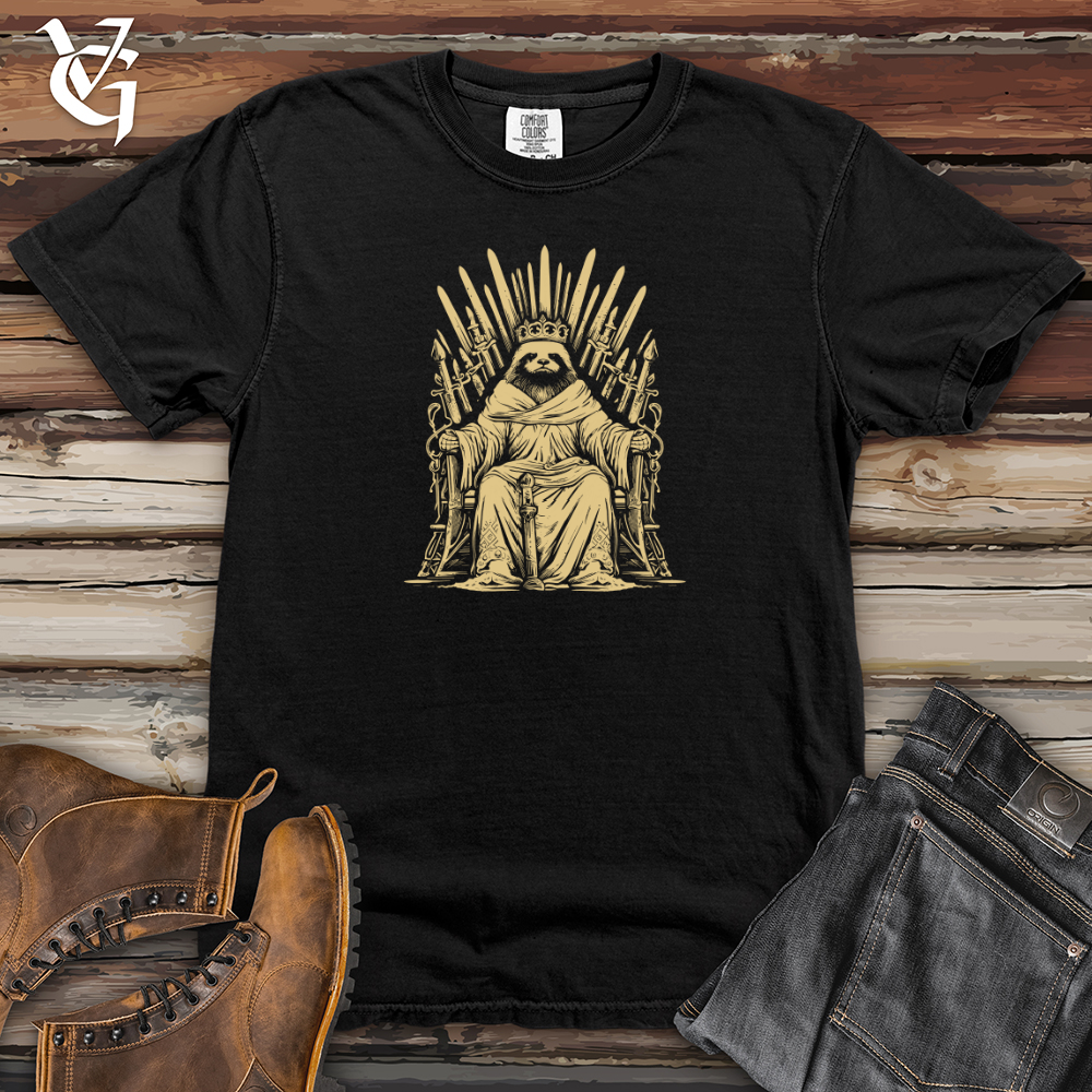Viking Goods Sloth Regal Throne Heavy Cotton Comfort Colors Tee Black / L