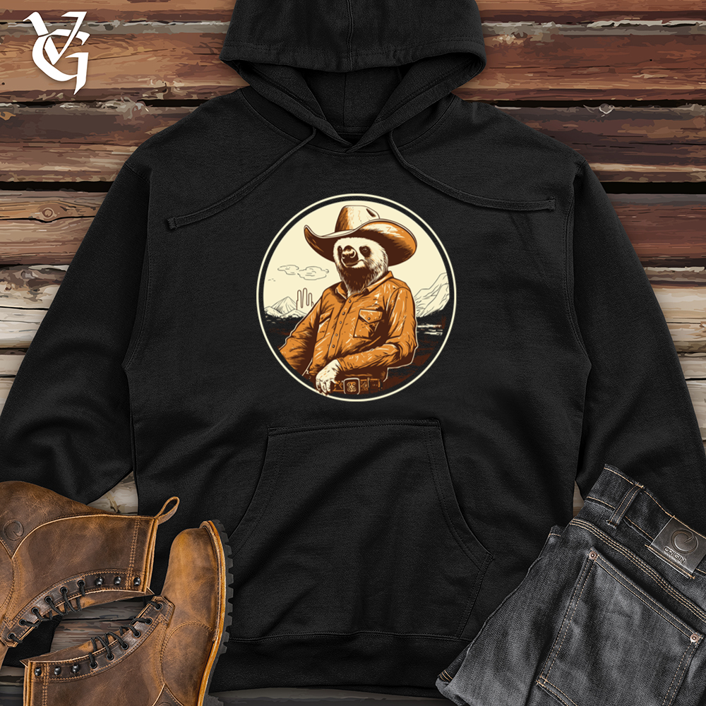 Viking Goods Sloth Slow motion Western Hat Swag Midweight Hooded Sweatshirt Black / L