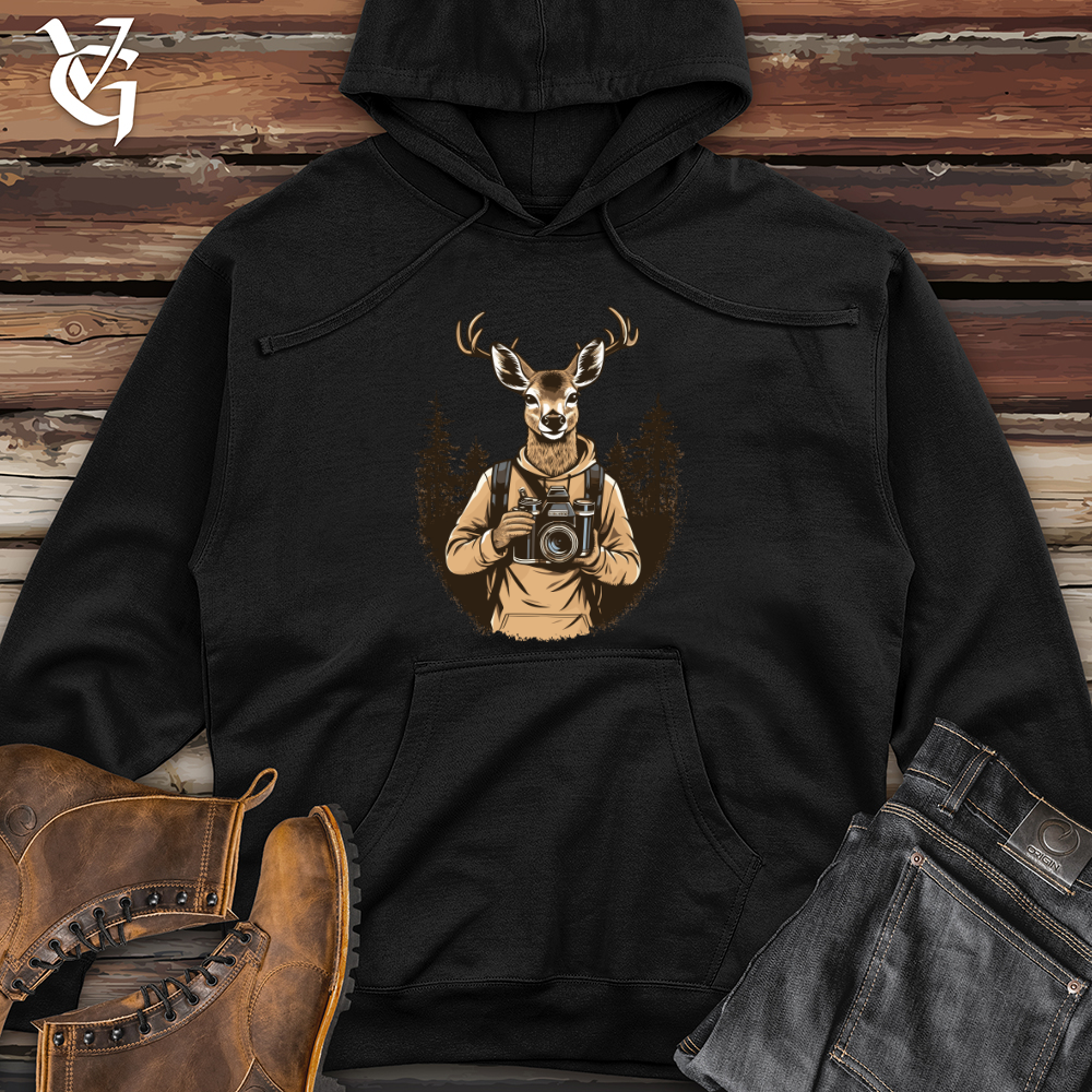 Viking Goods Snapshot Stag Shutterbug Midweight Hooded Sweatshirt Black / L