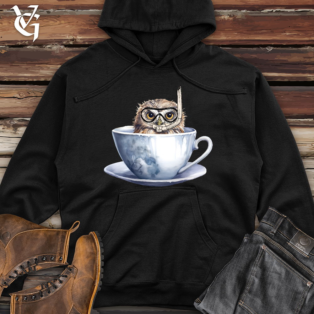 Viking Goods Snorkeling Owl Midweight Hooded Sweatshirt Black / L