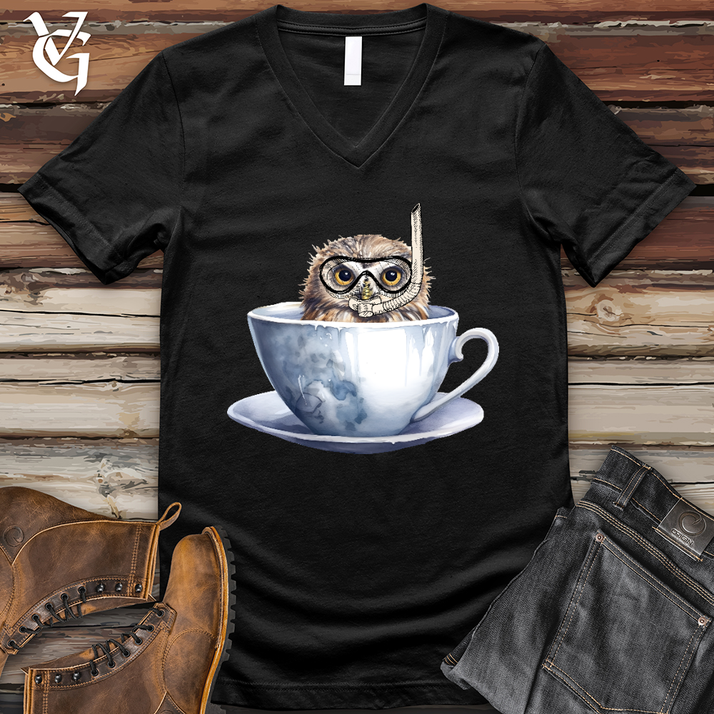 Viking Goods Snorkeling Owl V-Neck Tee Black / L