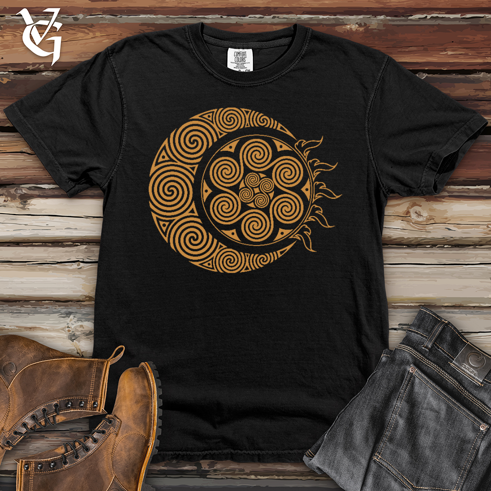 Viking Goods Spiral Celtic Moon Heavy Cotton Comfort Colors Tee Black / L