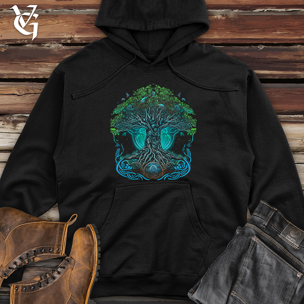 Viking Goods Yggdrasil Spirit Tree Midweight Hooded Sweatshirt Black / L