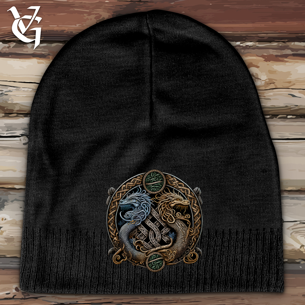 Viking Goods Two Dragons Cotton Beanie Black