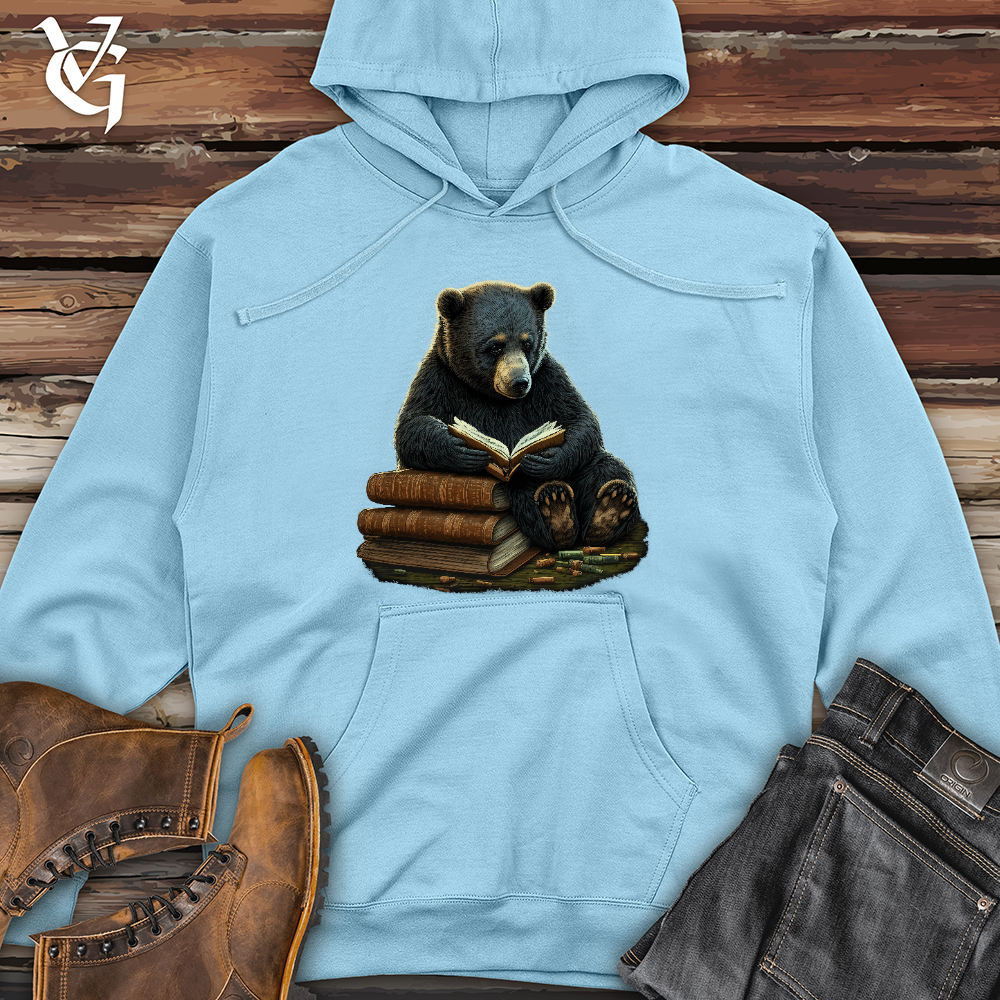 Viking Goods Studious Bear Midweight Hooded Sweatshirt Blue Aqua / L