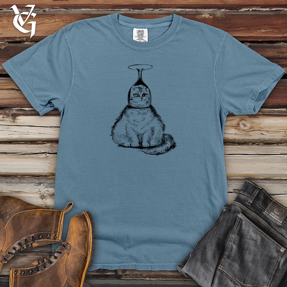 Viking Goods Cat Wine Head Heavy Cotton Comfort Colors Tee Blue Jean / L