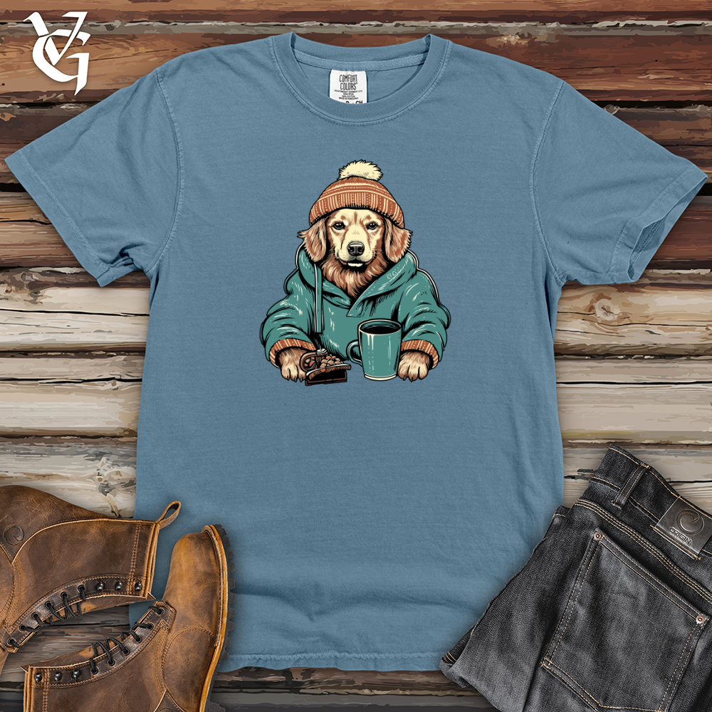 Viking Goods Cozy Cocoa Golden Retriever Heavy Cotton Comfort Colors Tee Blue Jean / L