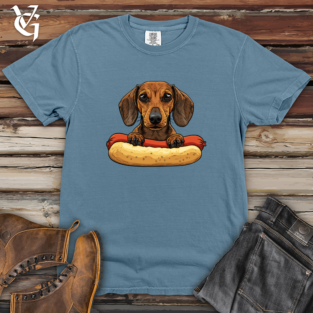 Viking Goods Dachshund Hotdog Hug Heavy Cotton Comfort Colors Tee Blue Jean / L