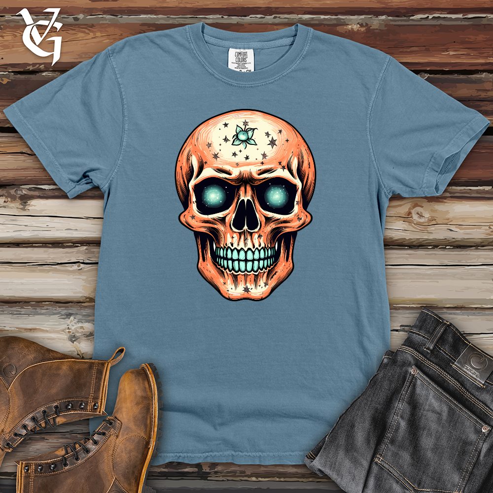 Viking Goods Galactic Peach Skull Heavy Cotton Comfort Colors Tee Blue Jean / L