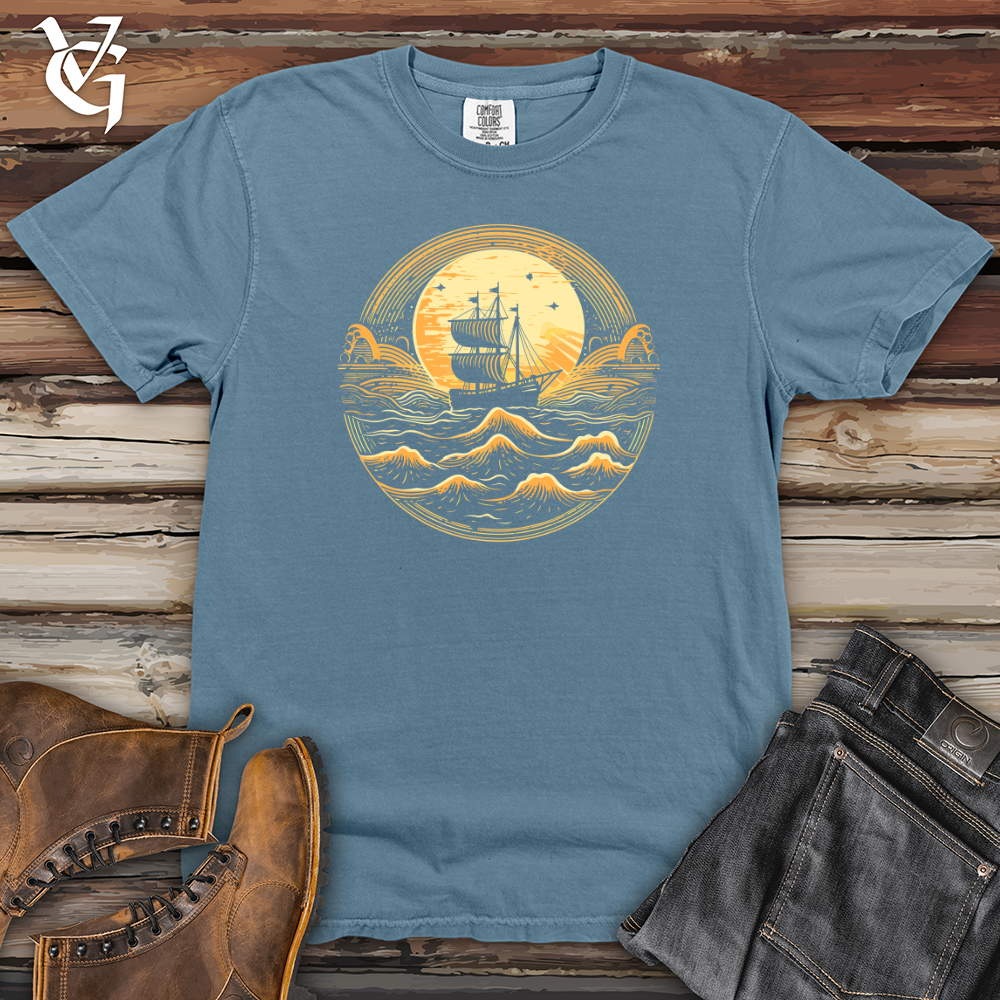 Viking Goods Galleon Moonlit Voyage Heavy Cotton Comfort Colors Tee Blue Jean / L