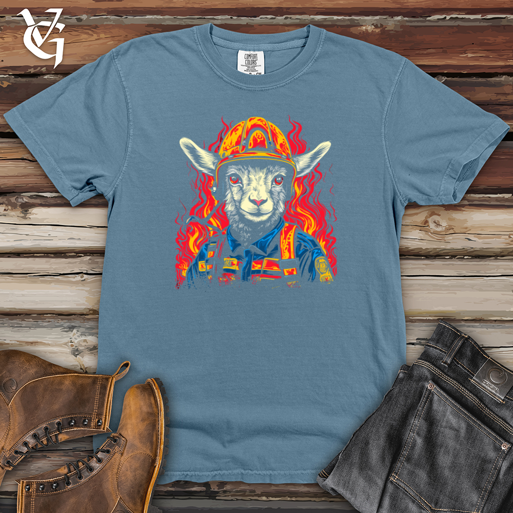 Viking Goods Goat Firefighter Bravery Heavy Cotton Comfort Colors Tee Blue Jean / L