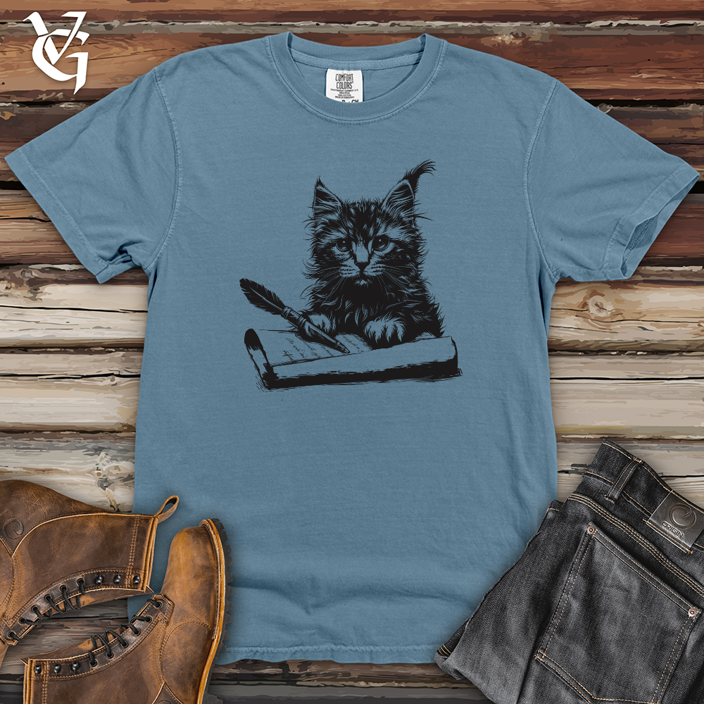 Viking Goods Kitten Poetic Scribe Heavy Cotton Comfort Colors Tee Blue Jean / L