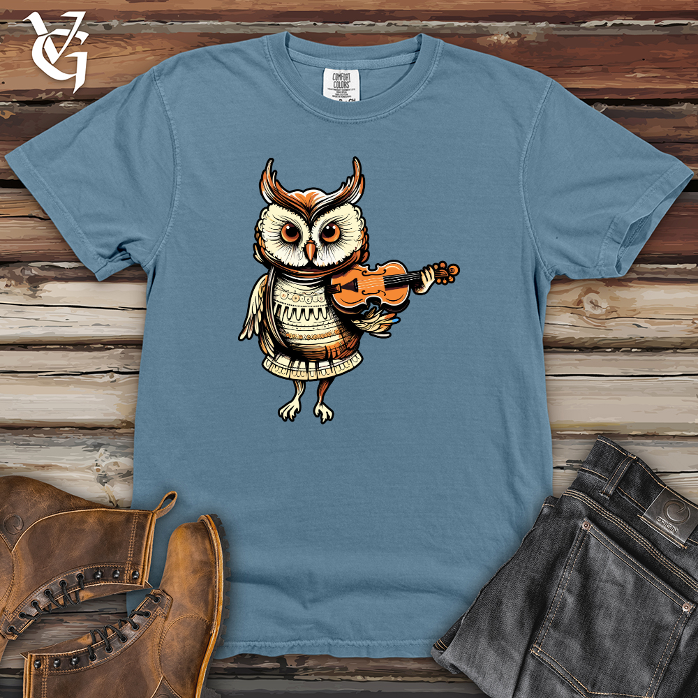 Viking Goods Owl Violinist Nocturne Heavy Cotton Comfort Colors Tee Blue Jean / L