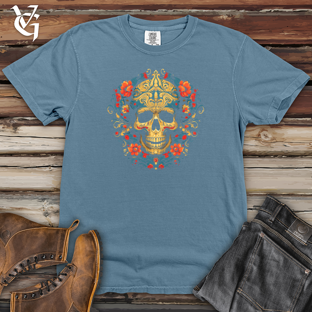 Viking Goods Paisley Skull Revival Heavy Cotton Comfort Colors Tee Blue Jean / L
