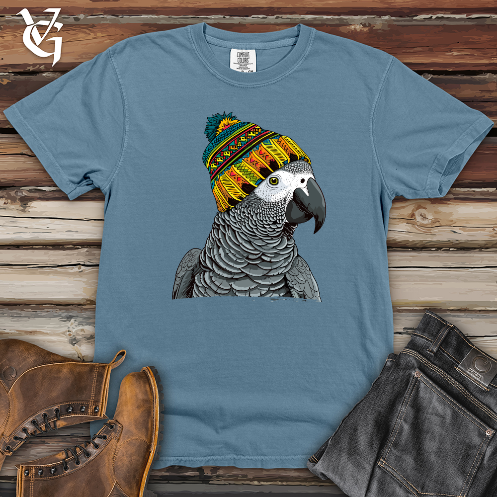 Viking Goods Parrot Beanie Look Heavy Cotton Comfort Colors Tee Blue Jean / L