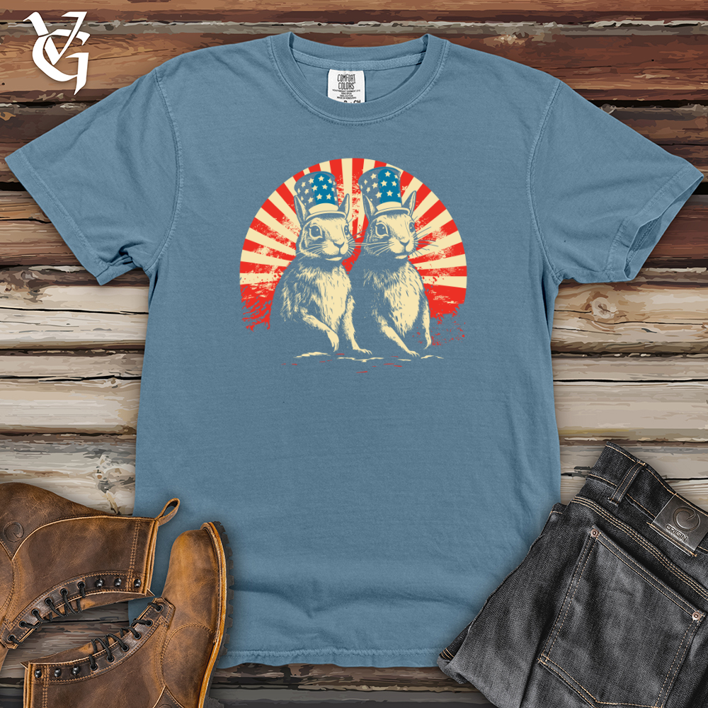 Viking Goods Patriotic Bunnies Salute Heavy Cotton Comfort Colors Tee Blue Jean / L