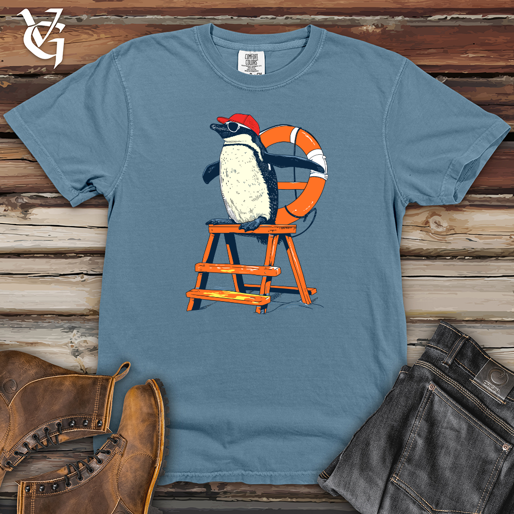 Viking Goods Penguin Lifeguard Duty Heavy Cotton Comfort Colors Tee Blue Jean / L