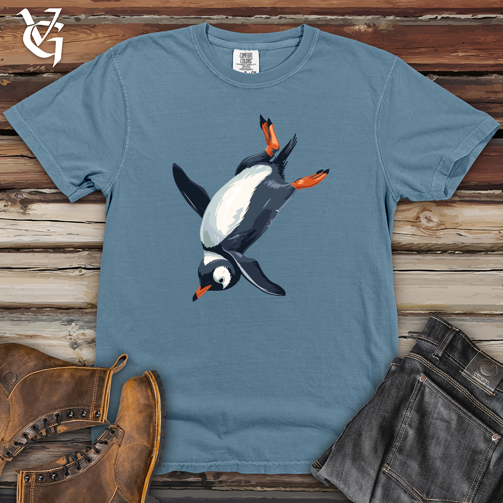 Viking Goods Penguin Sliding Fun Heavy Cotton Comfort Colors Tee Blue Jean / L