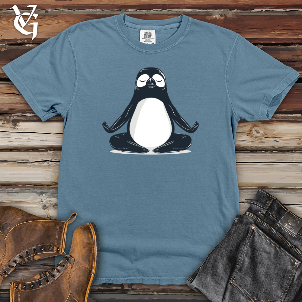 Viking Goods Penguin Zen Pose Heavy Cotton Comfort Colors Tee Blue Jean / L