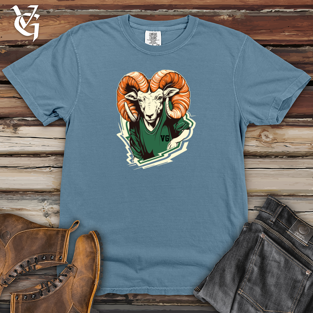 Viking Goods Ram Mountain Hoops Sneaker Trek Heavy Cotton Comfort Colors Tee Blue Jean / L