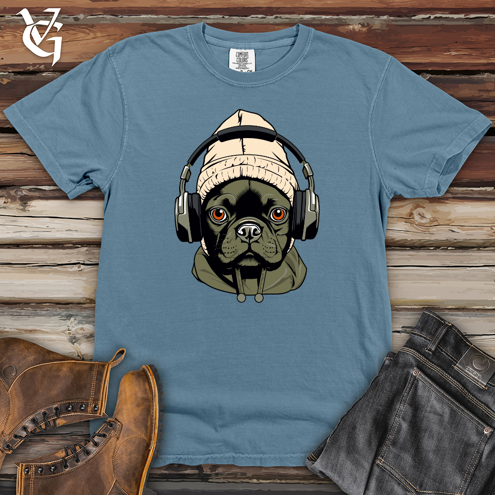Viking Goods Retro Beanie Headphones Frenchie Heavy Cotton Comfort Colors Tee Blue Jean / L