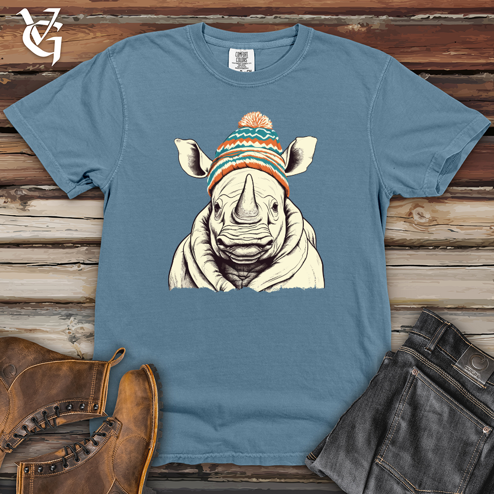 Viking Goods Retro Pompom Snow Hat Rhino Heavy Cotton Comfort Colors Tee Blue Jean / L