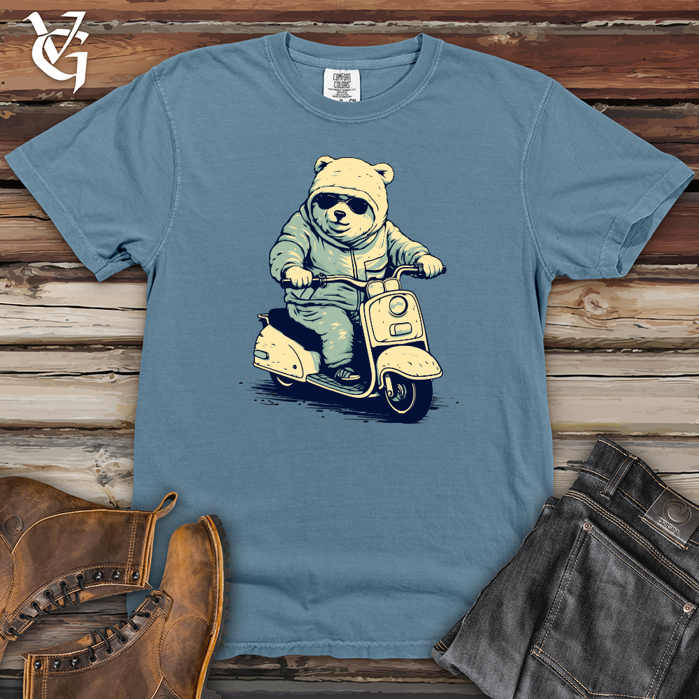 Viking Goods Retro Scooting Bear Heavy Cotton Comfort Colors Tee Blue Jean / L
