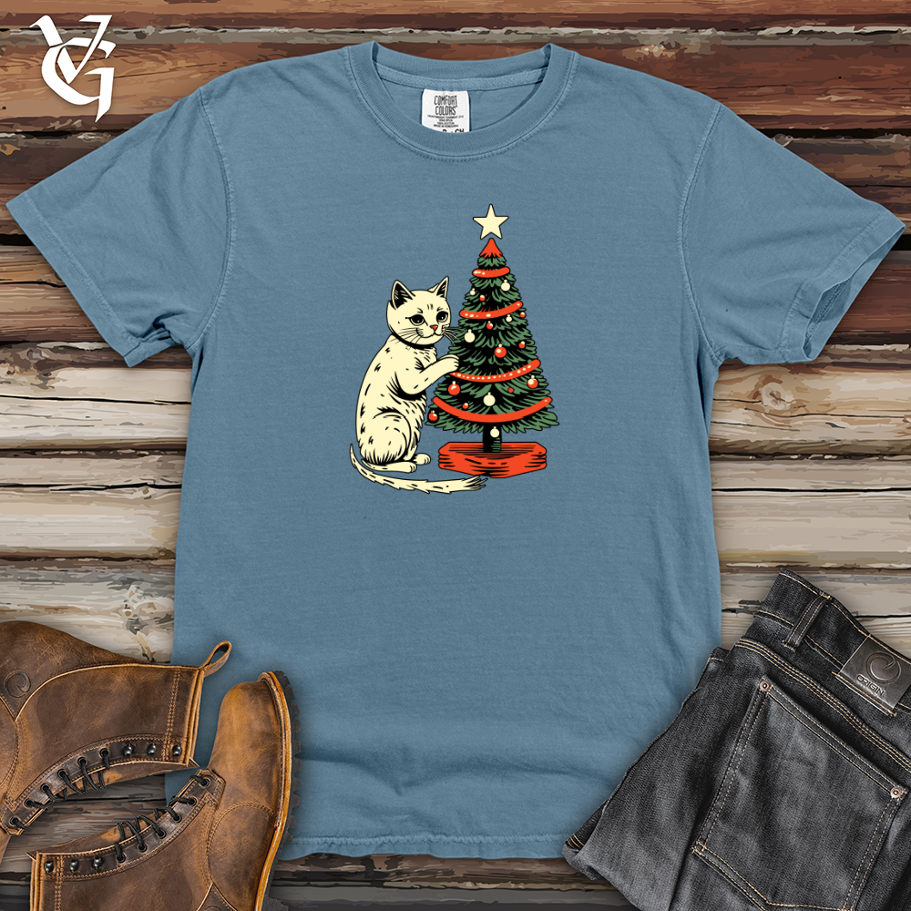 Viking Goods Retro Tree Trimming Cat Heavy Cotton Comfort Colors Tee Blue Jean / L