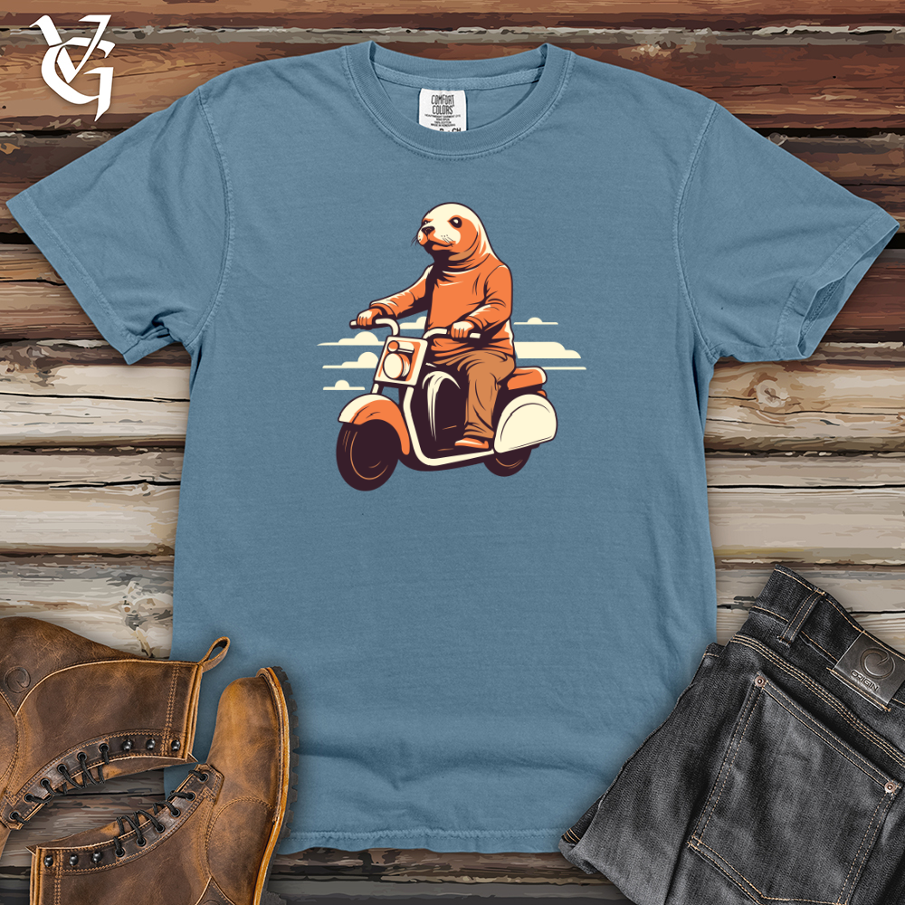 Viking Goods Seal Scooter Cruise Heavy Cotton Comfort Colors Tee Blue Jean / L