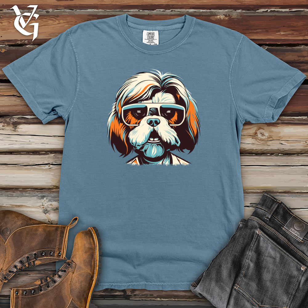 Viking Goods Shih Tzu Stylish Spectacles Heavy Cotton Comfort Colors Tee Blue Jean / L