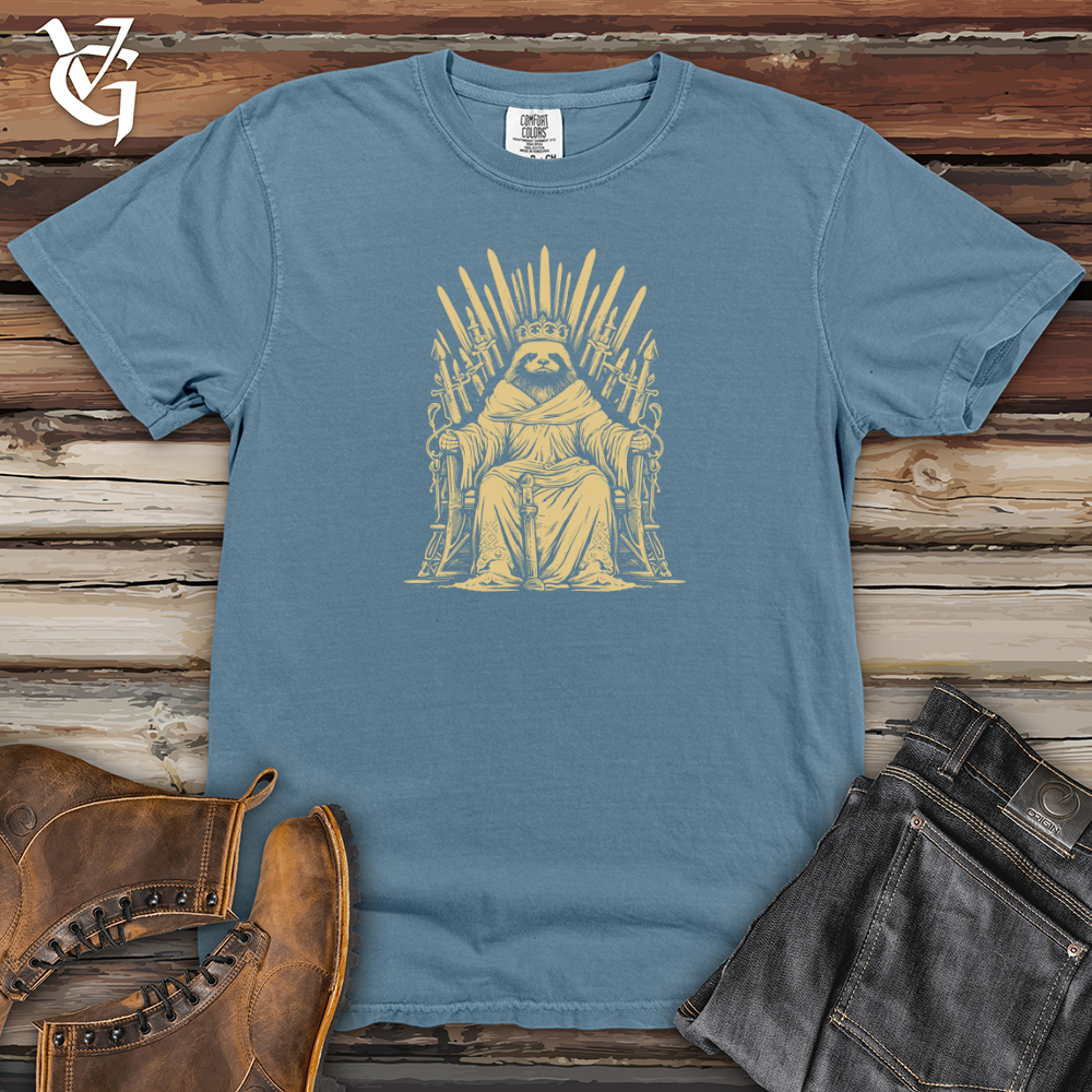 Viking Goods Sloth Regal Throne Heavy Cotton Comfort Colors Tee Blue Jean / L