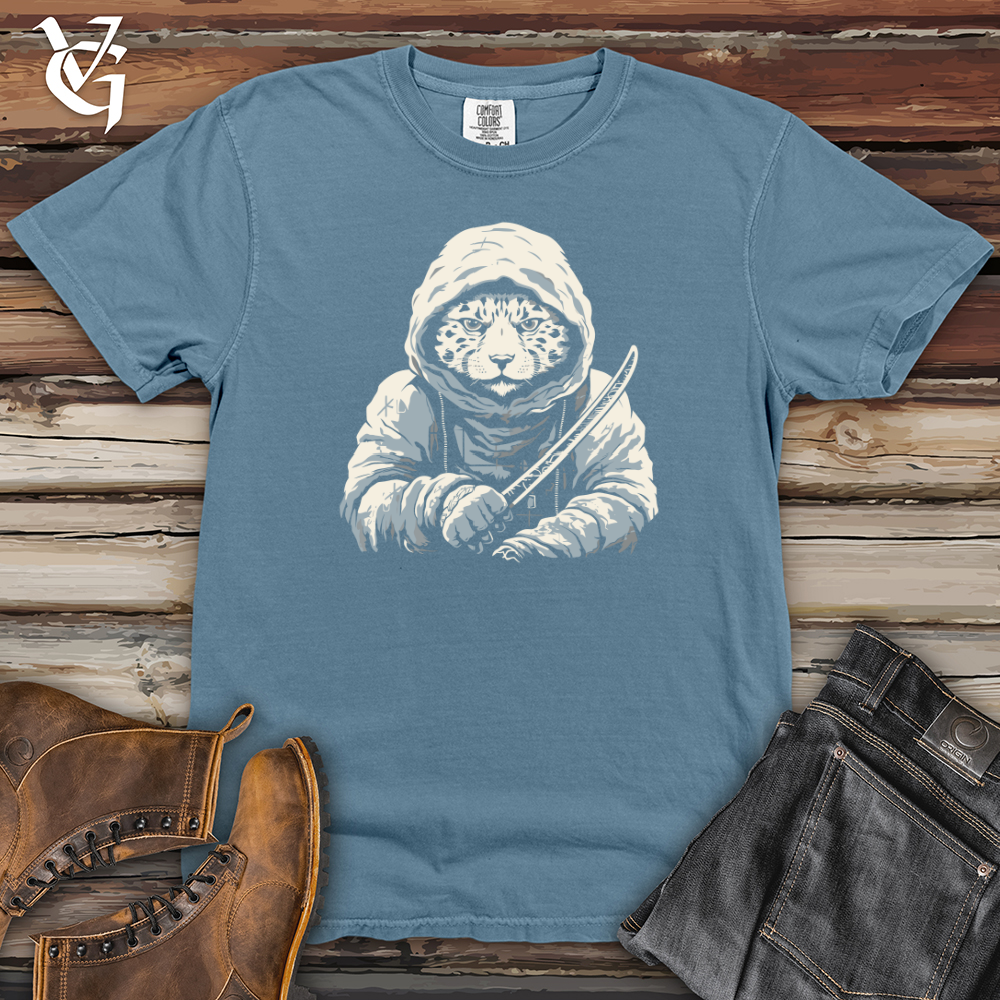 Viking Goods Snow Leopard Samurai Heavy Cotton Comfort Colors Tee Blue Jean / L