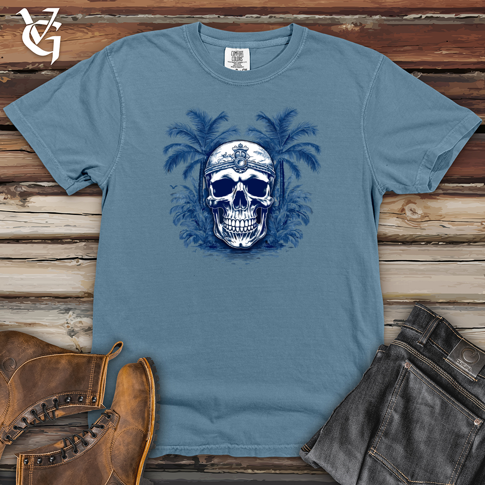 Viking Goods Tattered Captain's Skull Heavy Cotton Comfort Colors Tee Blue Jean / L