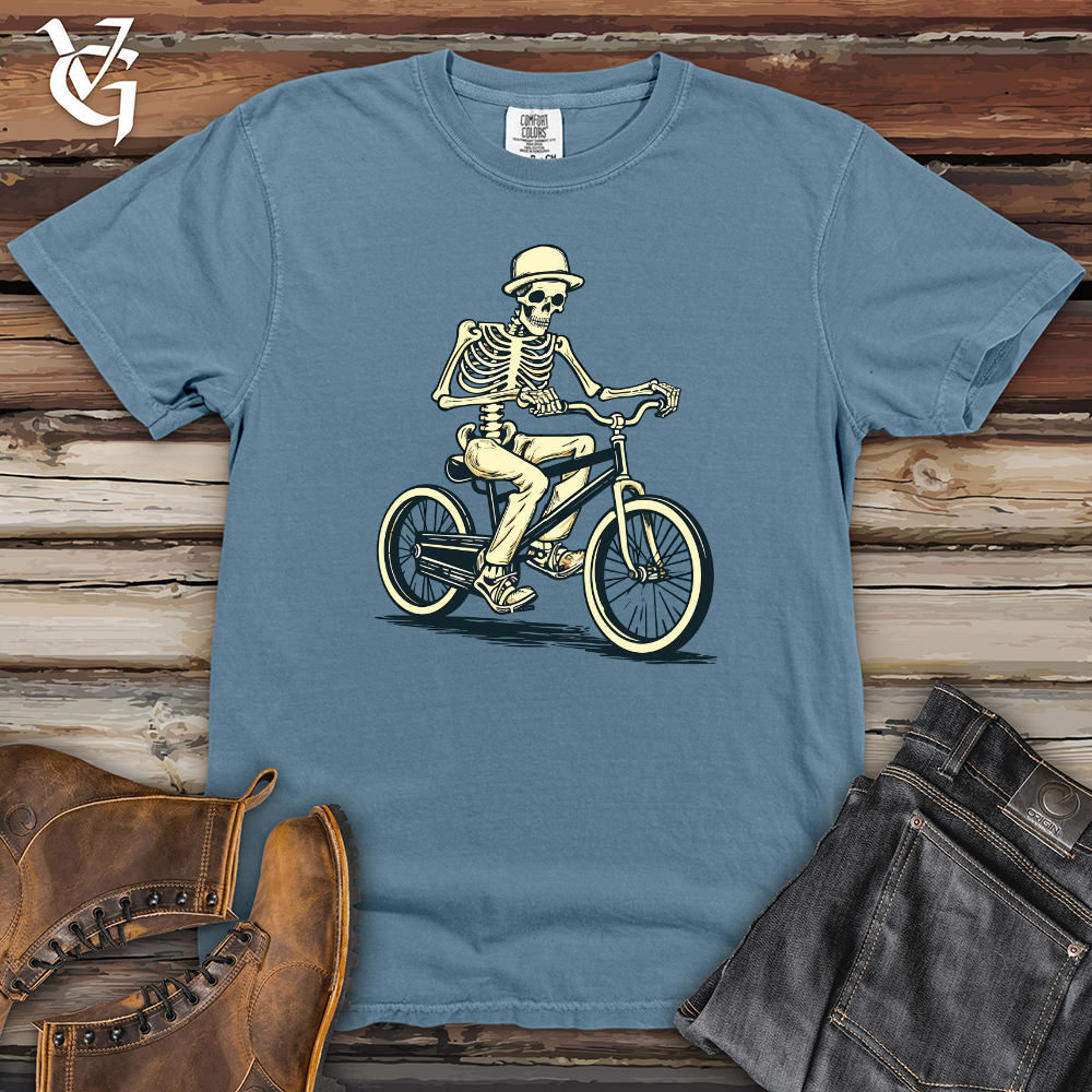 Viking Goods Whimsical Trike Skeleton Heavy Cotton Comfort Colors Tee Blue Jean / L