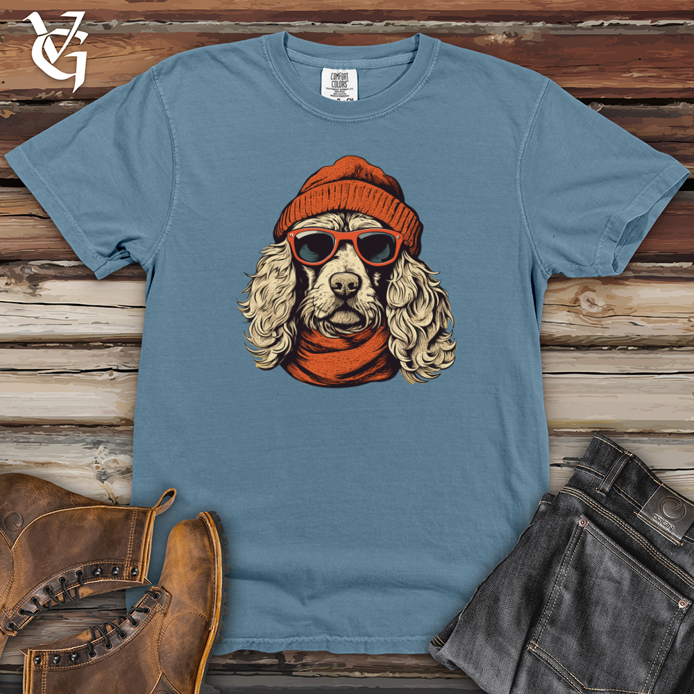 Viking Goods Winter Beanie Doodle Pooch Heavy Cotton Comfort Colors Tee Blue Jean / L