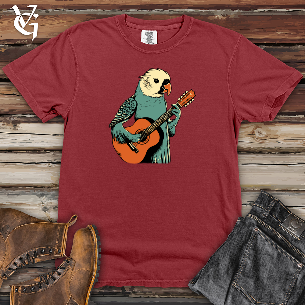 Viking Goods Parakeet Strumming Guitar Heavy Cotton Comfort Colors Tee Brick / L