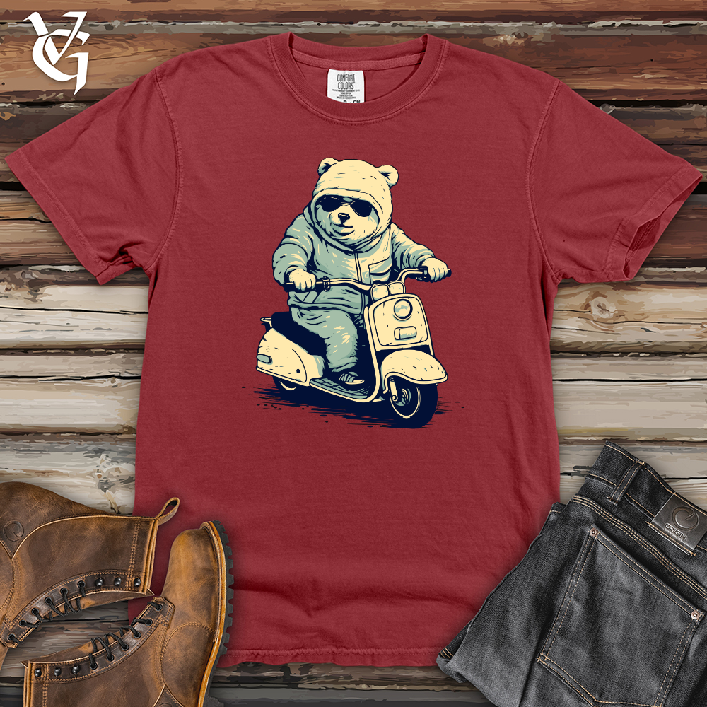 Viking Goods Retro Scooting Bear Heavy Cotton Comfort Colors Tee Brick / L