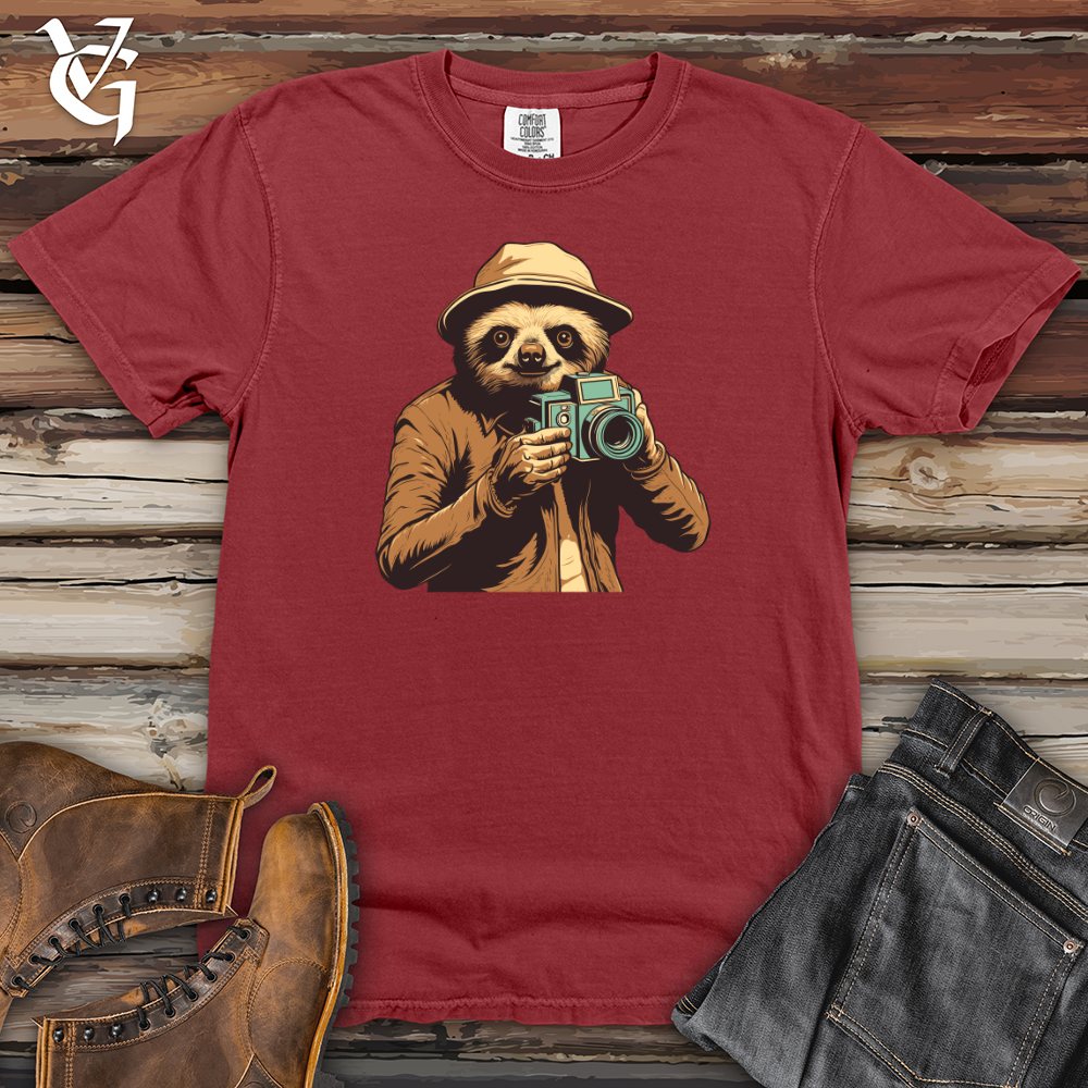 Viking Goods Sloth Shutterbug Snapshot Heavy Cotton Comfort Colors Tee Brick / L