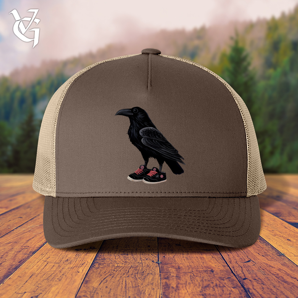 Viking Goods Raven Wearing Sneakers Trucker Cap Brown/ Khaki