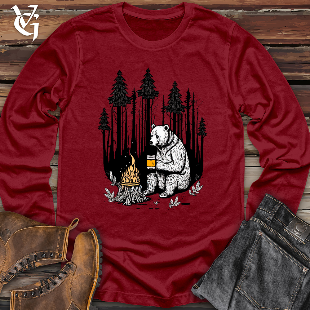 Viking Goods Bear Happy Hour Long Sleeve Cardinal / L