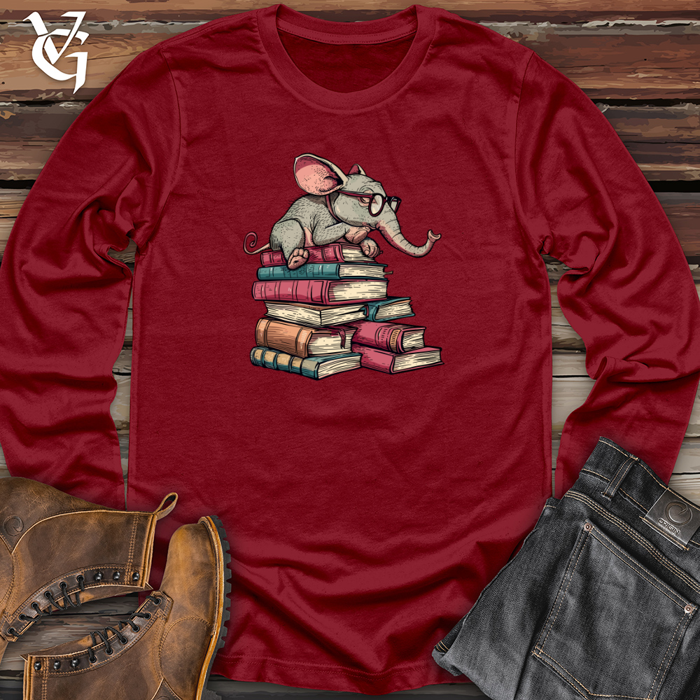 Viking Goods Elephant Bookworm Reader Long Sleeve Cardinal / L