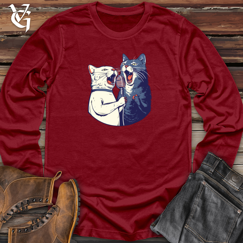 Viking Goods Feline Karaoke Serenade Long Sleeve Cardinal / L
